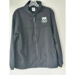 USA United States Olympic Committee Men's Black Track Jacket Vintage Sz M A0068